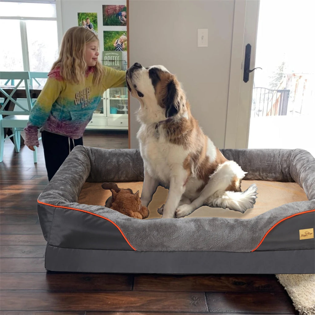 Jumbo Orthopedic Dog Bed, Memory Foam, Waterproof, Removable Cover