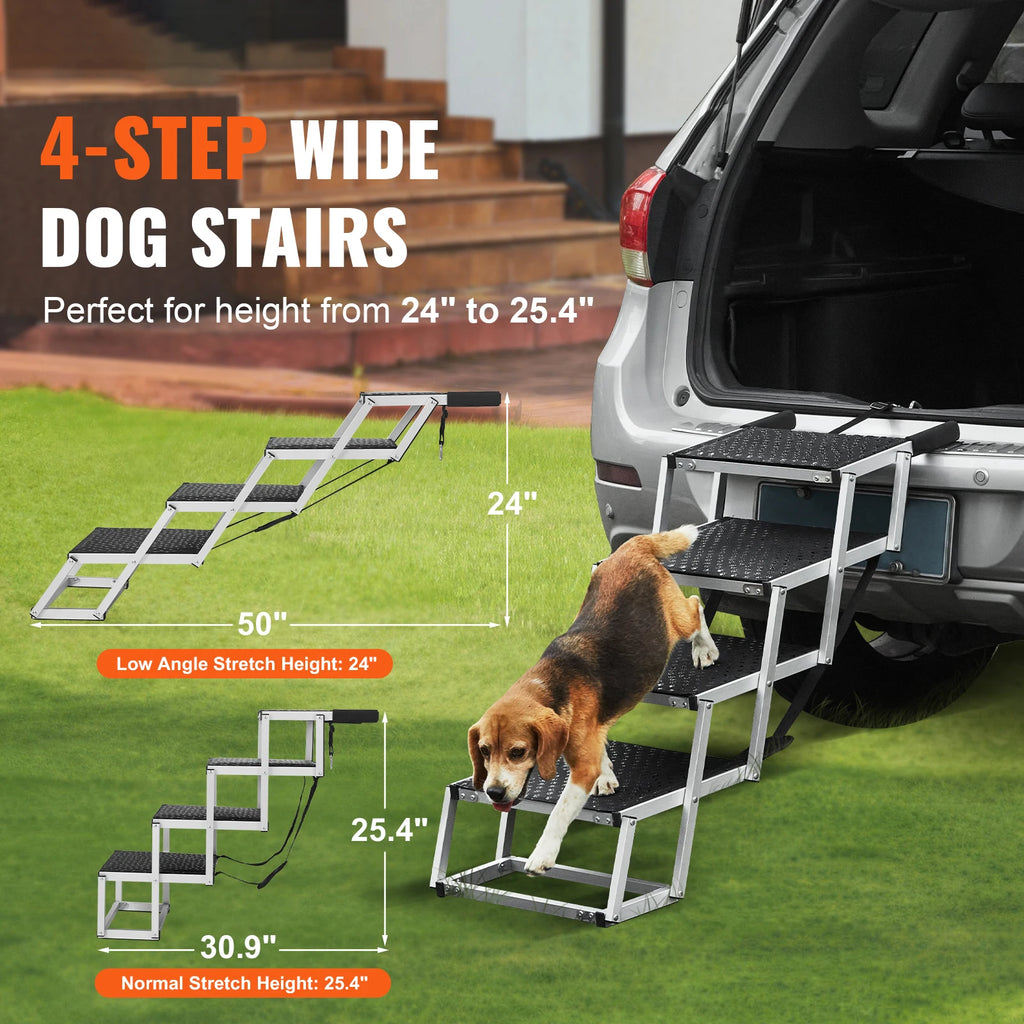 Dog Stair for Vehicles, Wide, Folding, Aluminum