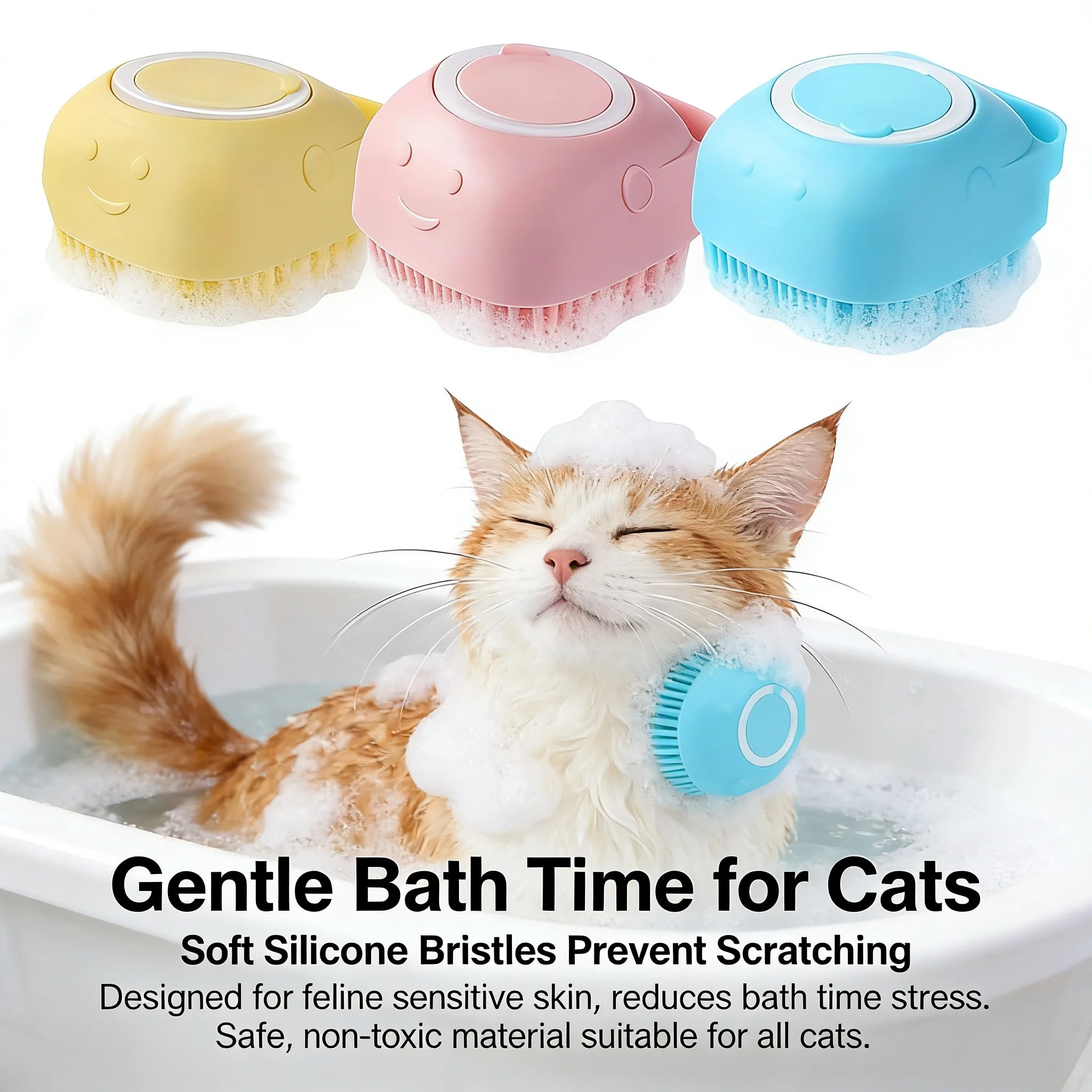 Silicone Bath & Massage Brush With Shampoo Storage