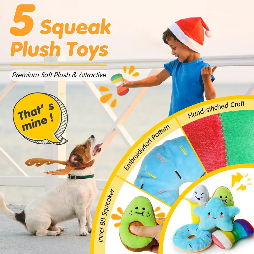 25 Pack Chew Toys For Puppies/Dogs, Ropes, Treats, Squeaky with Ropes, Treat Ball and Squeaks