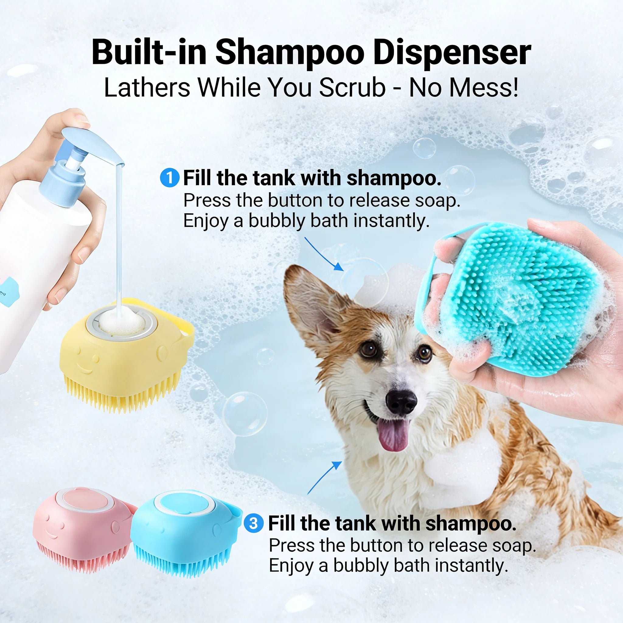 Silicone Bath & Massage Brush With Shampoo Storage